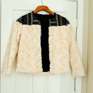 Faux Fur Jacket with Bead Detailing
